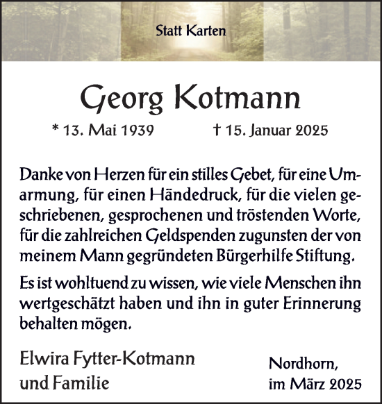 Traueranzeige von Georg Kotmann von Neue Osnabrücker Zeitung GmbH & Co. KG