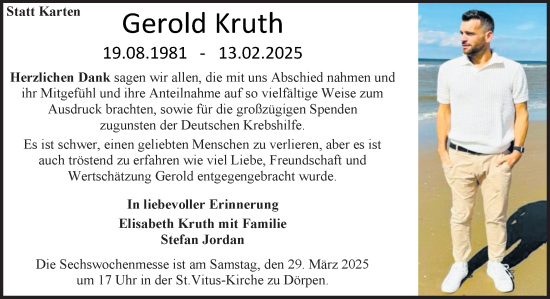 Traueranzeige von Gerold Kruth von Neue Osnabrücker Zeitung GmbH & Co. KG