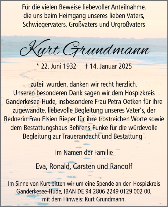 Traueranzeige von Kurt Grundmann von DK Medien GmbH & Co. KG