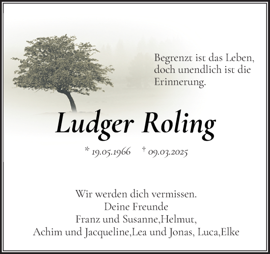 Traueranzeige von Ludger Roling von Neue Osnabrücker Zeitung GmbH & Co. KG