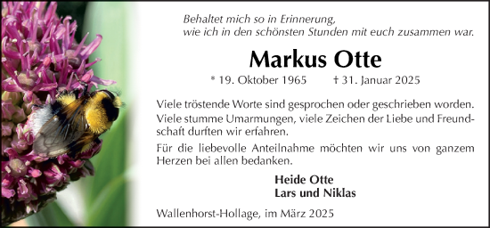 Traueranzeige von Markus Otte von Neue Osnabrücker Zeitung GmbH & Co. KG