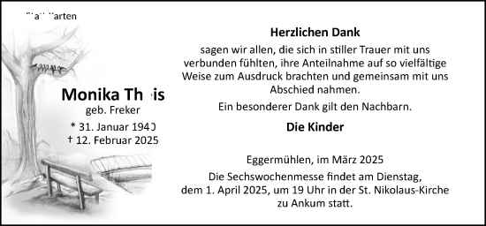Traueranzeige von Monika Theis von Neue Osnabrücker Zeitung GmbH & Co. KG