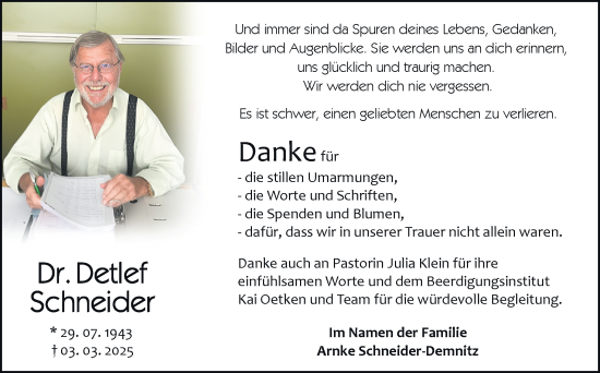 Traueranzeige von Detlef Schneider von DK Medien GmbH & Co. KG