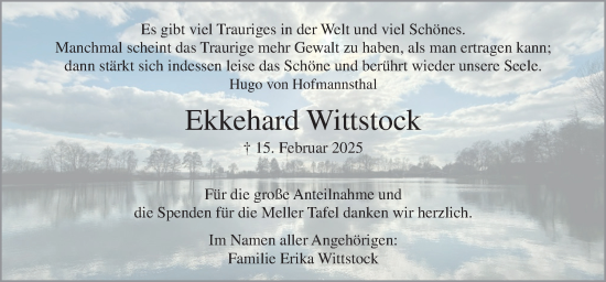 Traueranzeige von Ekkehard Wittstock von Neue Osnabrücker Zeitung GmbH & Co. KG
