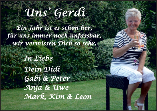 Traueranzeige von Gerdi  von DK Medien GmbH & Co. KG