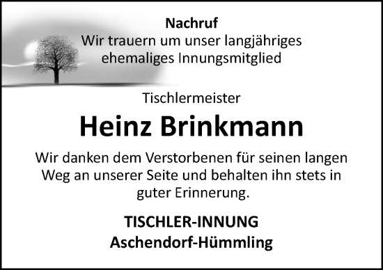Traueranzeige von Heinz Brinkmann von Neue Osnabrücker Zeitung GmbH & Co. KG