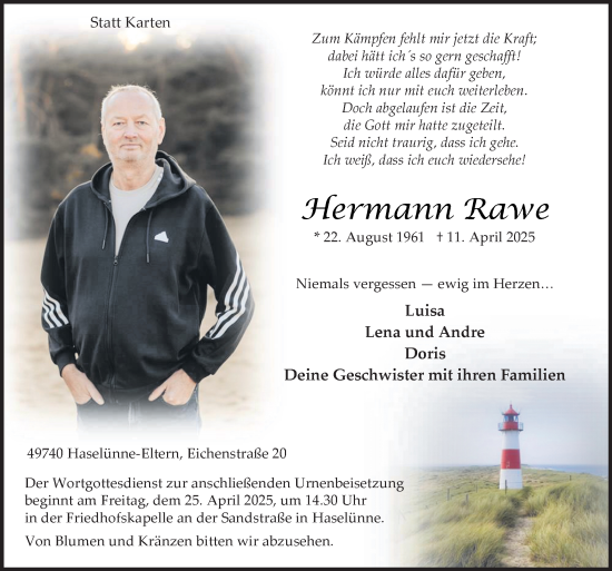 Traueranzeige von Hermann Rawe von Neue Osnabrücker Zeitung GmbH & Co. KG