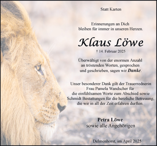 Traueranzeige von Klaus Löwe von DK Medien GmbH & Co. KG