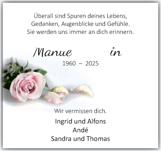 Traueranzeige von Manuela Reising von DK Medien GmbH & Co. KG