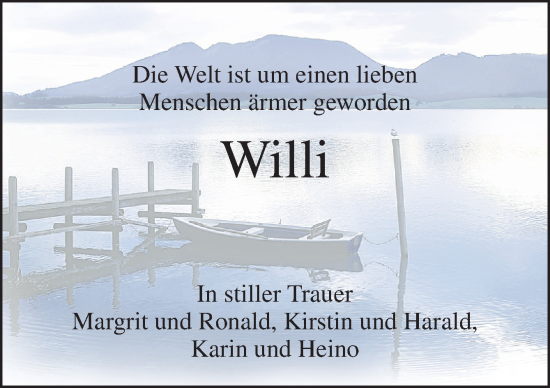 Traueranzeige von Willi  von DK Medien GmbH & Co. KG