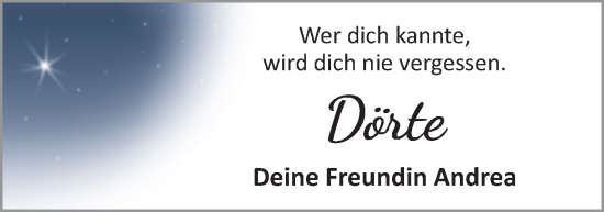 Traueranzeige von Dörte  von DK Medien GmbH & Co. KG