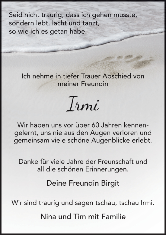 Traueranzeige von Irmi  von DK Medien GmbH & Co. KG