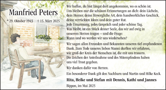 Traueranzeige von Manfried Peters von Neue Osnabrücker Zeitung GmbH & Co. KG