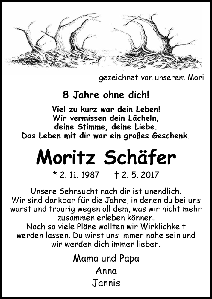  Traueranzeige für Moritz Schäfer vom 02.05.2025 aus Neue Osnabrücker Zeitung GmbH & Co. KG