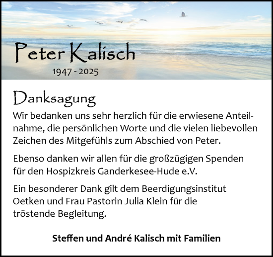 Traueranzeige von Peter Kalisch von DK Medien GmbH & Co. KG
