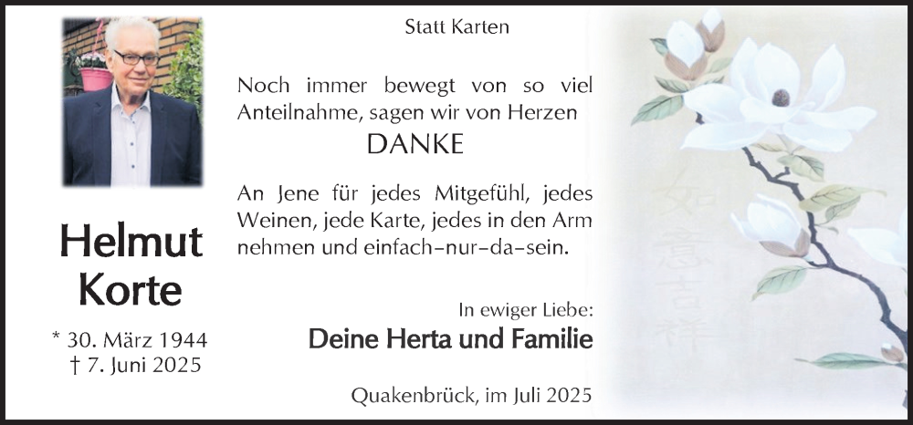  Traueranzeige für Helmut Korte vom 18.07.2025 aus Neue Osnabrücker Zeitung GmbH & Co. KG