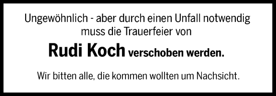 Traueranzeige von Rudi Koch von DK Medien GmbH & Co. KG