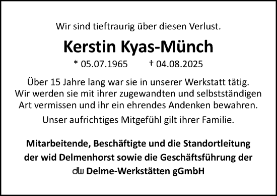 Traueranzeige von Kerstin Kyas-Münch von DK Medien GmbH & Co. KG