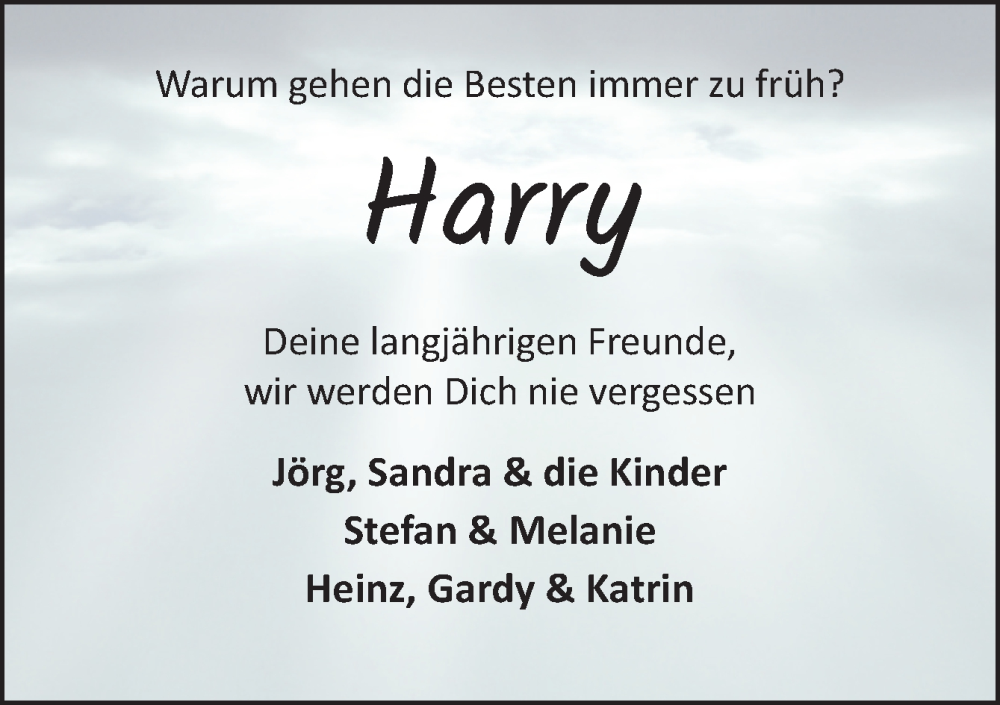  Traueranzeige für Harry  vom 20.09.2025 aus DK Medien GmbH & Co. KG