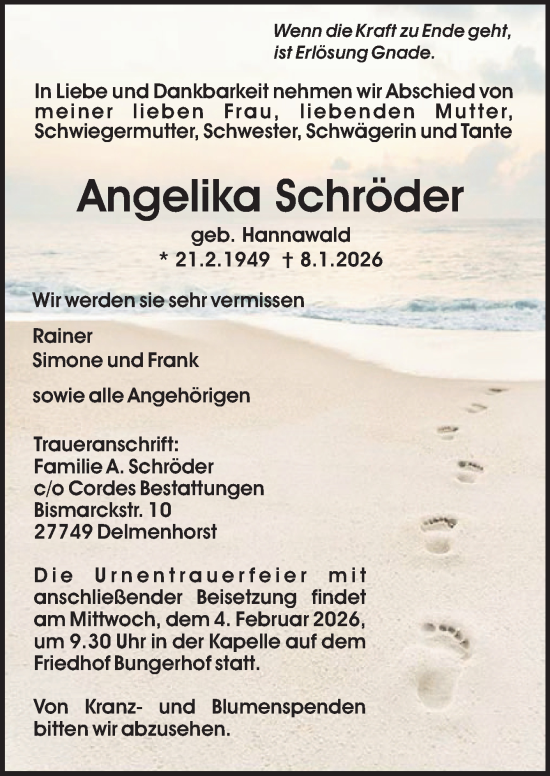 Traueranzeige von Angelika Schröder von DK Medien GmbH & Co. KG