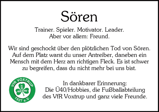 Traueranzeige von Sören Schubring von 11163601