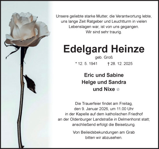Traueranzeige von Edelgard Heinze von DK Medien GmbH & Co. KG