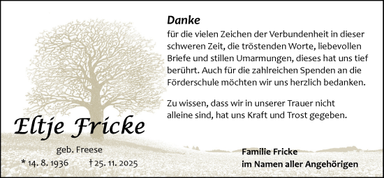 Traueranzeige von Eltje Fricke von DK Medien GmbH & Co. KG
