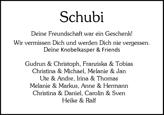 Traueranzeige von Sören Schubring von Neue Osnabrücker Zeitung GmbH & Co. KG 