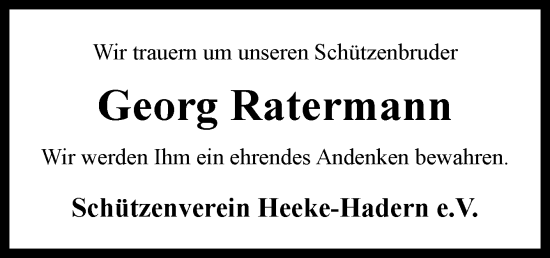 Traueranzeige von Georg Ratermann von Neue Osnabrücker Zeitung GmbH & Co. KG