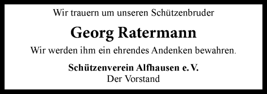 Traueranzeige von Georg Ratermann von Neue Osnabrücker Zeitung GmbH & Co. KG