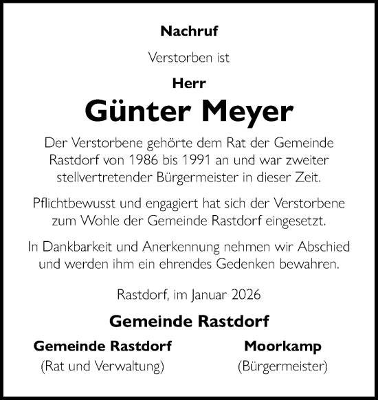 Traueranzeige von Günter Meyer von Neue Osnabrücker Zeitung GmbH & Co. KG
