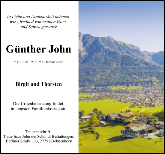 Traueranzeige von Günther John von DK Medien GmbH & Co. KG