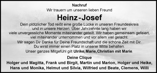 Traueranzeige von Heinz-Josef  von Neue Osnabrücker Zeitung GmbH & Co. KG