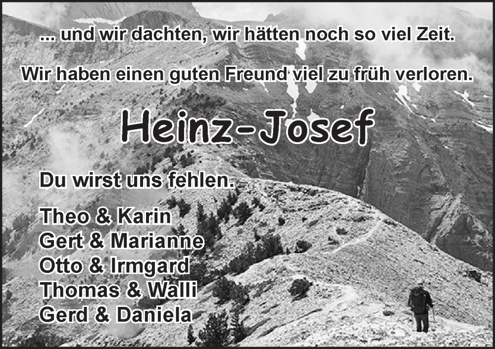  Traueranzeige für Heinz-Josef  vom 27.01.2026 aus Neue Osnabrücker Zeitung GmbH & Co. KG