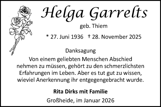 Traueranzeige von Helga Garrelts von Ostfriesischer Kurier GmbH