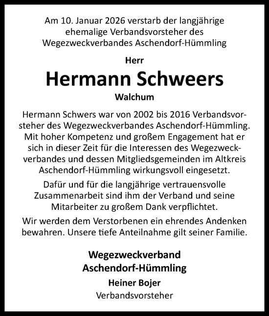 Traueranzeige von Hermann Schweers von Neue Osnabrücker Zeitung GmbH & Co. KG