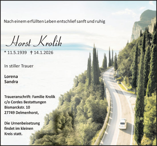 Traueranzeige von Horst Krolik von DK Medien GmbH &amp; Co. KG