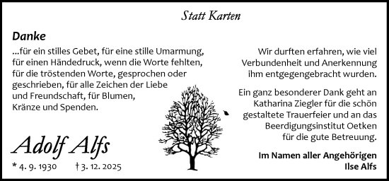 Traueranzeige von Ilse Alfs von DK Medien GmbH & Co. KG