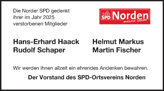 Traueranzeige von In Gedenken  von Ostfriesischer Kurier GmbH