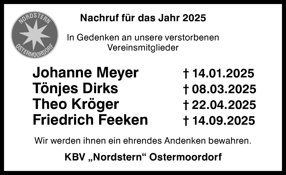  Traueranzeige für In Gedenken  vom 31.01.2026 aus Ostfriesischer Kurier GmbH