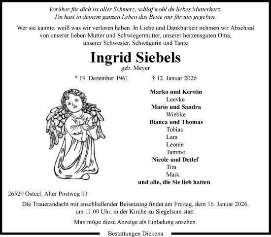 Traueranzeige von Ingrid Siebels von Ostfriesischer Kurier GmbH