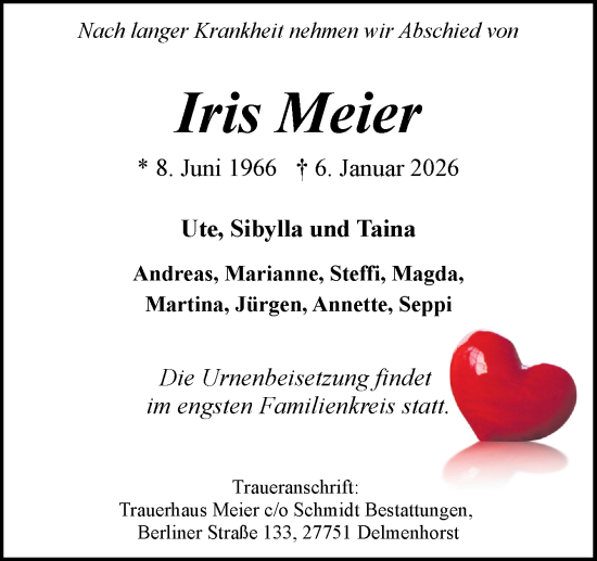 Traueranzeige von Iris Meier von DK Medien GmbH & Co. KG