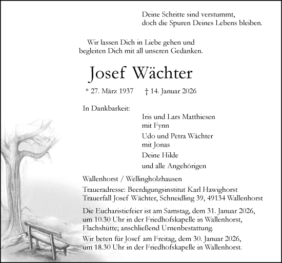 Traueranzeige von Josef Wächter von Neue Osnabrücker Zeitung GmbH & Co. KG