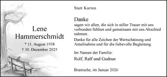Traueranzeige von Lene Hammerschmidt von Neue Osnabrücker Zeitung GmbH & Co. KG