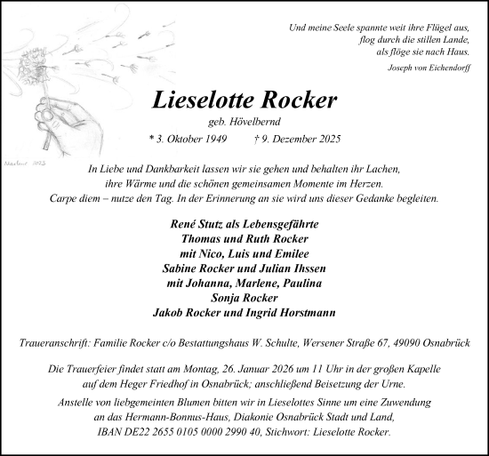Traueranzeige von Lieselotte Rocker von Neue Osnabrücker Zeitung GmbH & Co. KG