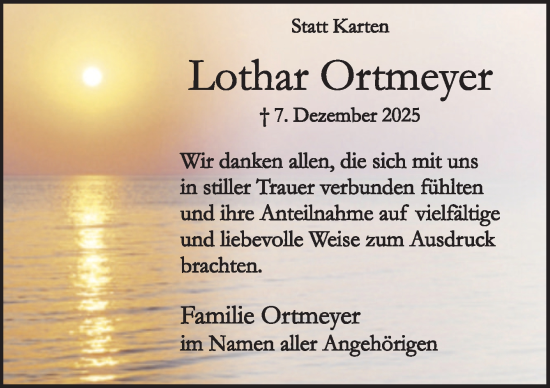 Traueranzeige von Lothar Ortmeyer von Neue Osnabrücker Zeitung GmbH & Co. KG