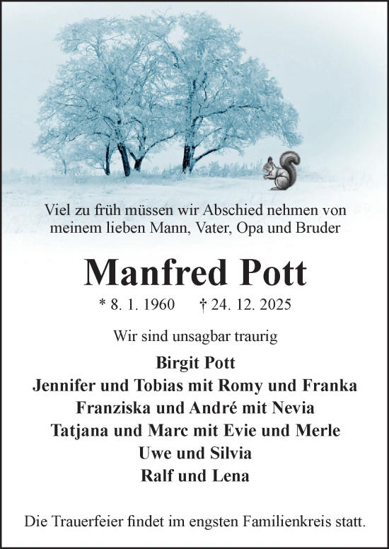 Traueranzeige von Manfred Pott von DK Medien GmbH & Co. KG