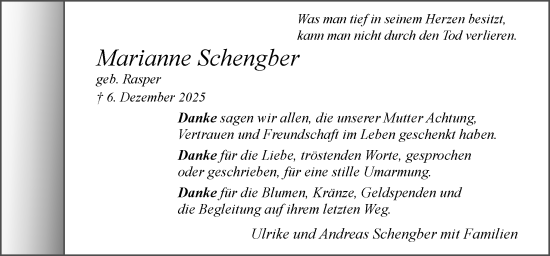 Traueranzeige von Marianne Schengber von Neue Osnabrücker Zeitung GmbH & Co. KG