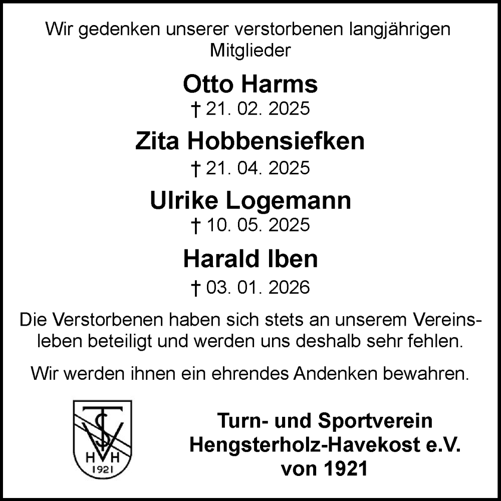  Traueranzeige für Mitglieder  vom 10.01.2026 aus DK Medien GmbH & Co. KG