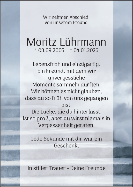 Traueranzeige von Moritz Lührmann von Neue Osnabrücker Zeitung GmbH & Co. KG